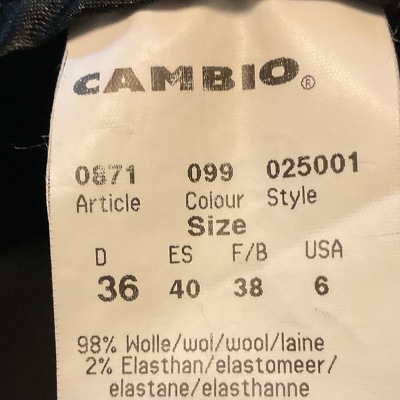 Cambio Elegant Black Wool Trouser  Pants with Satin trim. - Picture 2 of 11